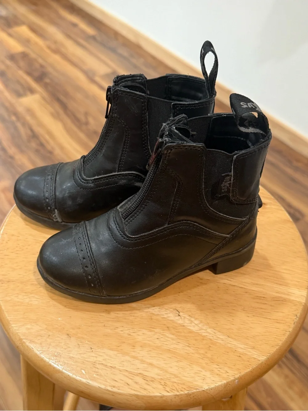 Kids Riding boots Black Front-Zip